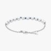 ENDVERKAUF – Armband mit behandelten Süßwasser-Zuchtperlen und blauer Kordel – Sterlingsilber ENDVERKAUF – Armband mit behandelten Süßwasser-Zuchtperlen und blauer Kordel – Sterlingsilber