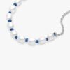 ENDVERKAUF – Armband mit behandelten Süßwasser-Zuchtperlen und blauer Kordel – Sterlingsilber ENDVERKAUF – Armband mit behandelten Süßwasser-Zuchtperlen und blauer Kordel – Sterlingsilber