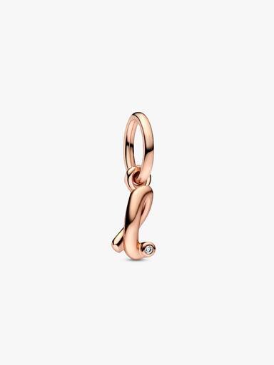 ENDVERKAUF – Buchstabe L Script Alphabet Dangle Charm – 14 Karat Roségold-Beschichtung ENDVERKAUF – Buchstabe L Script Alphabet Dangle Charm – 14 Karat Roségold-Beschichtung