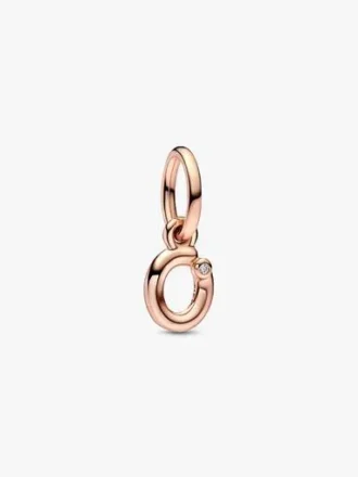 ENDVERKAUF – Buchstabe O Script Alphabet Dangle Charm – 14 Karat Roségold-Beschichtung