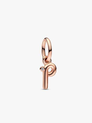 ENDVERKAUF – Buchstabe P Script Alphabet-Dangle Charm – 14 Karat Roségold-Beschichtung ENDVERKAUF – Buchstabe P Script Alphabet-Dangle Charm – 14 Karat Roségold-Beschichtung