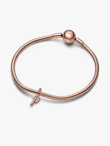 ENDVERKAUF – Buchstabe P Script Alphabet-Dangle Charm – 14 Karat Roségold-Beschichtung ENDVERKAUF – Buchstabe P Script Alphabet-Dangle Charm – 14 Karat Roségold-Beschichtung