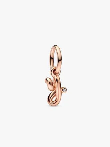 ENDVERKAUF – Buchstabe Y Script Alphabet-Dangle Charm – 14 Karat Roségold-Beschichtung ENDVERKAUF – Buchstabe Y Script Alphabet-Dangle Charm – 14 Karat Roségold-Beschichtung
