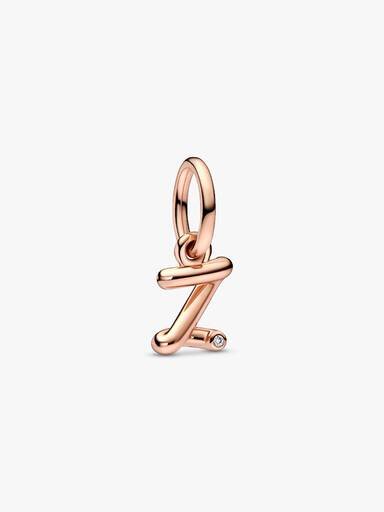 ENDVERKAUF – Buchstabe Z Script Alphabet-Dangle Charm – 14 Karat Roségold-Beschichtung ENDVERKAUF – Buchstabe Z Script Alphabet-Dangle Charm – 14 Karat Roségold-Beschichtung