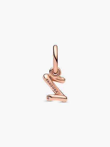 ENDVERKAUF – Buchstabe Z Script Alphabet-Dangle Charm – 14 Karat Roségold-Beschichtung ENDVERKAUF – Buchstabe Z Script Alphabet-Dangle Charm – 14 Karat Roségold-Beschichtung