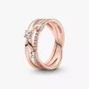 Endverkauf – funkelnder Dreifachring mit 14-karätiger Roségoldbeschichtung