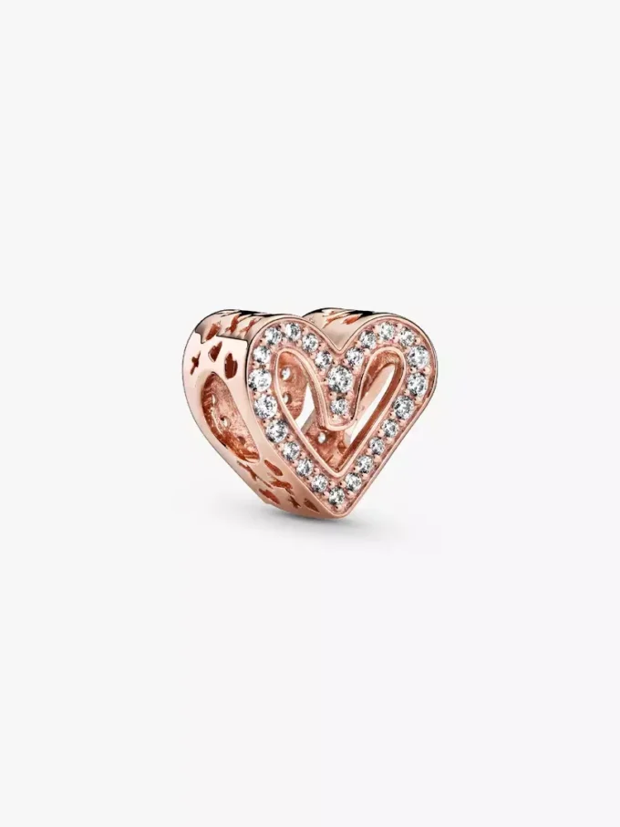 Endverkauf – funkelnder Freehand-Herz-Charm, 14 Karat Roségold-Beschichtung Endverkauf – funkelnder Freehand-Herz-Charm, 14 Karat Roségold-Beschichtung
