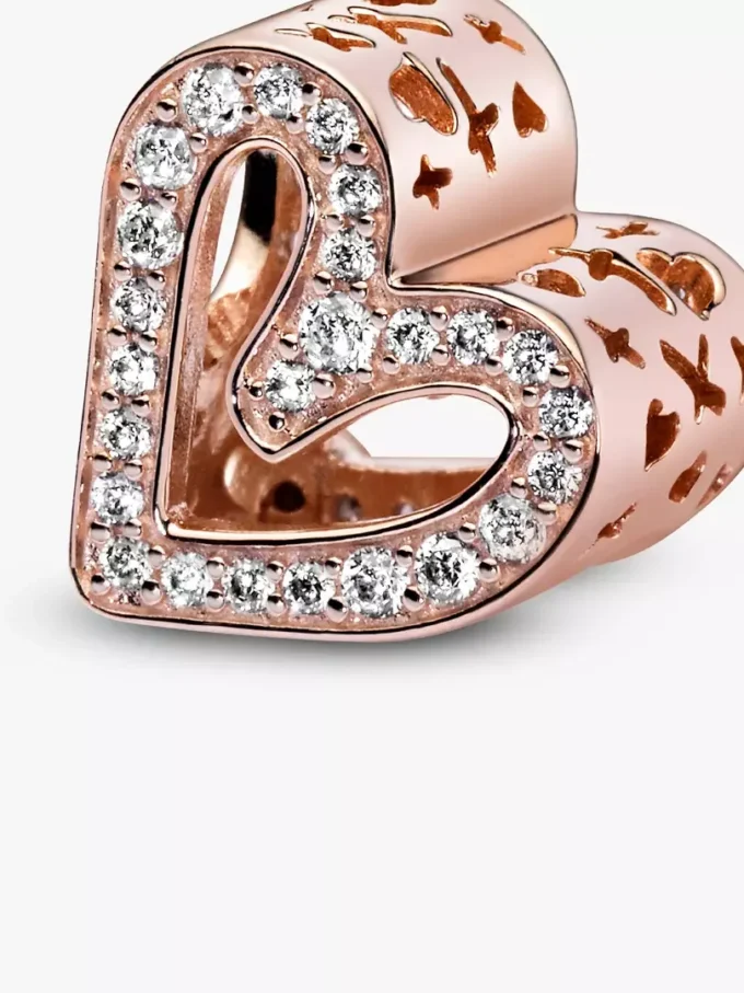 Endverkauf – funkelnder Freehand-Herz-Charm, 14 Karat Roségold-Beschichtung Endverkauf – funkelnder Freehand-Herz-Charm, 14 Karat Roségold-Beschichtung
