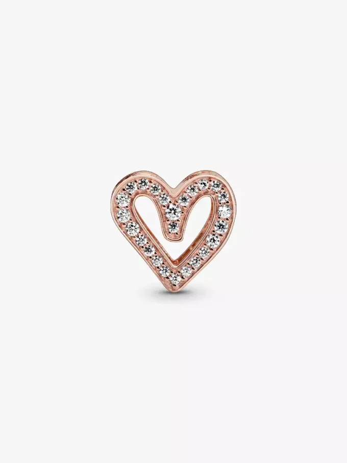Endverkauf – funkelnder Freehand-Herz-Charm, 14 Karat Roségold-Beschichtung Endverkauf – funkelnder Freehand-Herz-Charm, 14 Karat Roségold-Beschichtung
