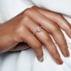 ENDVERKAUF – Funkelnder quadratischer Halo-Ring – 14 Karat Roségold-Beschichtung