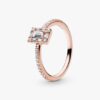 ENDVERKAUF – Funkelnder quadratischer Halo-Ring – 14 Karat Roségold-Beschichtung