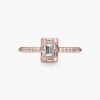 ENDVERKAUF – Funkelnder quadratischer Halo-Ring – 14 Karat Roségold-Beschichtung