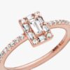 ENDVERKAUF – Funkelnder quadratischer Halo-Ring – 14 Karat Roségold-Beschichtung