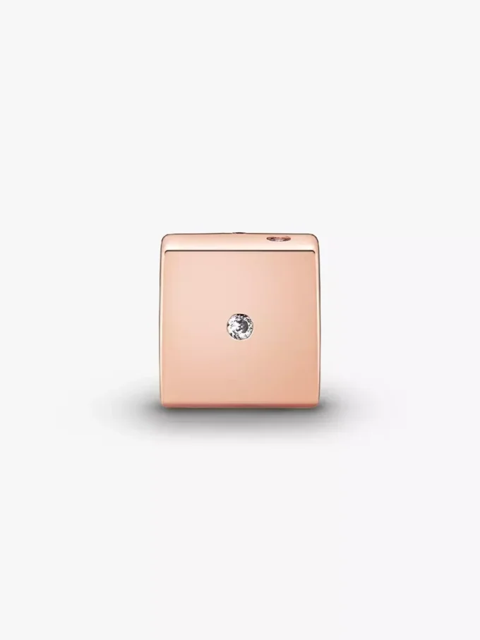 Endverkauf – funkelnder Würfel-Charm, 14 Karat Roségold-Beschichtung Endverkauf – funkelnder Würfel-Charm, 14 Karat Roségold-Beschichtung