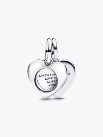 Endverkauf – gravierbarer Herz-Lupen-Dangle Charm aus Sterlingsilber