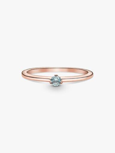 ENDVERKAUF – Hellblauer Solitärring – 14 Karat Roségold-Beschichtung ENDVERKAUF – Hellblauer Solitärring – 14 Karat Roségold-Beschichtung
