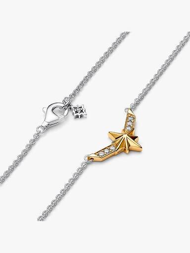 ENDVERKAUF – Marvel Captain Marvel Octogram Star Two-Tone-Anhänger-Halskette – Sterlingsilber, 14-karätige Vergoldung ENDVERKAUF – Marvel Captain Marvel Octogram Star Two-Tone-Anhänger-Halskette – Sterlingsilber, 14-karätige Vergoldung