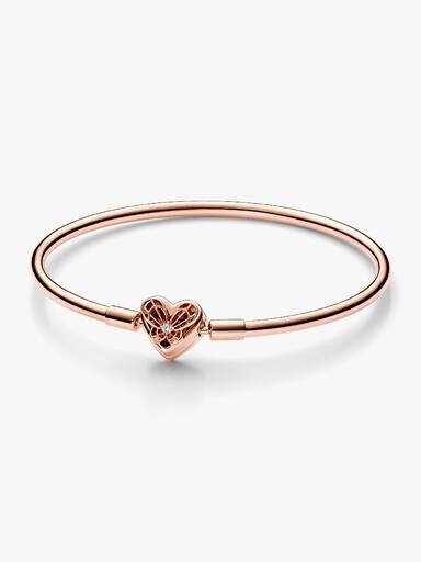 ENDVERKAUF – Pandora Moments Bangle mit Herz und Schmetterling – 14 Karat Roségold-Beschichtung ENDVERKAUF – Pandora Moments Bangle mit Herz und Schmetterling – 14 Karat Roségold-Beschichtung