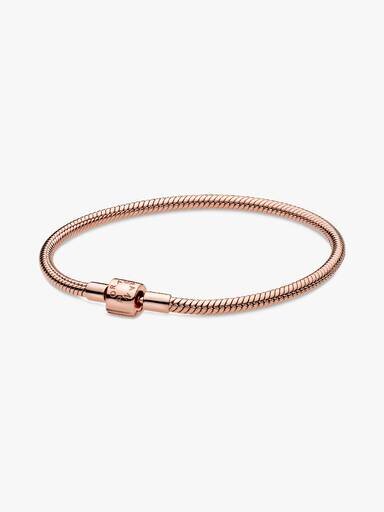 ENDVERKAUF – Pandora Moments Barrel Clasp Snake Chain Armband – 14 Karat Roségold-Beschichtung ENDVERKAUF – Pandora Moments Barrel Clasp Snake Chain Armband – 14 Karat Roségold-Beschichtung