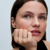 Endverkauf – Ring aus Sterlingsilber mit Struktur und Steinen