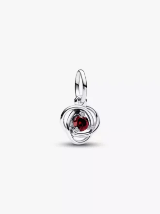 Endgültiger Verkauf – Roter Eternity Circle Dangle Charm aus Sterlingsilber