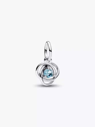 Endgültiger Verkauf – Sea Aqua Blue Eternity Circle Dangle Charm aus Sterlingsilber