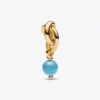 Türkisblauer Eternity Circle Dangle Charm, 14 Karat vergoldet Türkisblauer Eternity Circle Dangle Charm, 14 Karat vergoldet