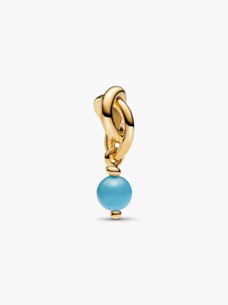 Türkisblauer Eternity Circle Dangle Charm, 14 Karat vergoldet Türkisblauer Eternity Circle Dangle Charm, 14 Karat vergoldet