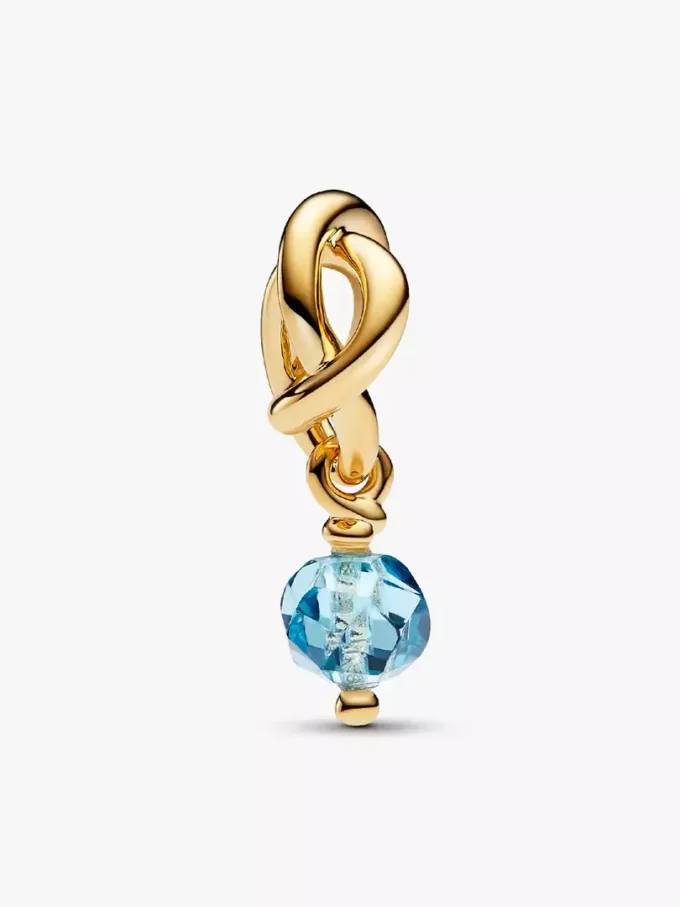 Facettierter, aquablauer Eternity-Circle-Dangle Charm mit 14-karätiger Vergoldung Facettierter, aquablauer Eternity-Circle-Dangle Charm mit 14-karätiger Vergoldung