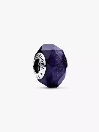 Facettierter blauer Murano Glass Charm aus Sterlingsilber