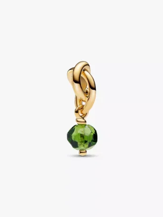 Facettierter, frühlingsgrüner Eternity-Circle-Dangle Charm, 14-karätig vergoldet