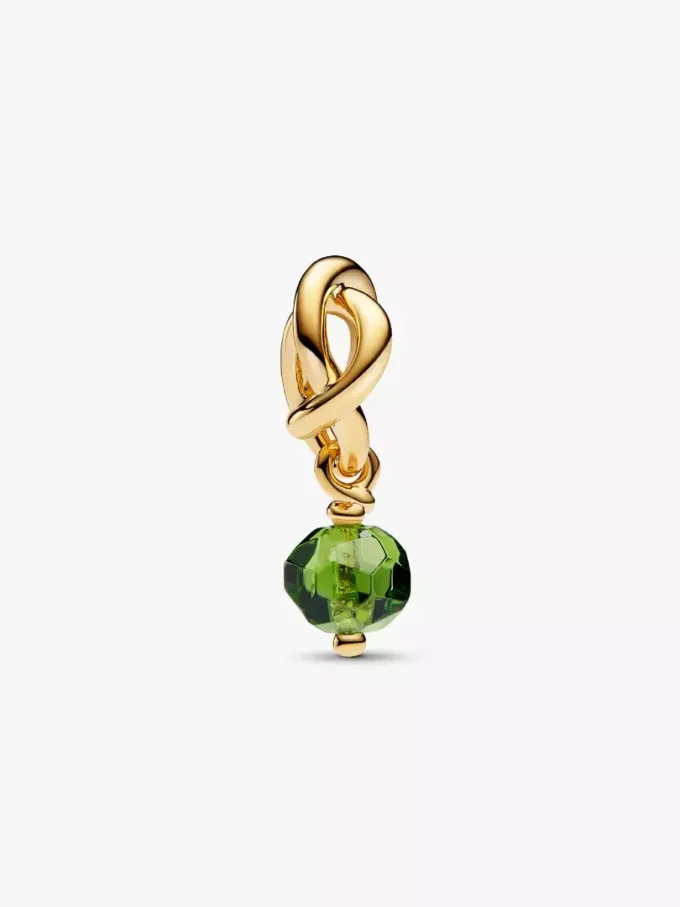 Facettierter, frühlingsgrüner Eternity-Circle-Dangle Charm, 14-karätig vergoldet Facettierter, frühlingsgrüner Eternity-Circle-Dangle Charm, 14-karätig vergoldet
