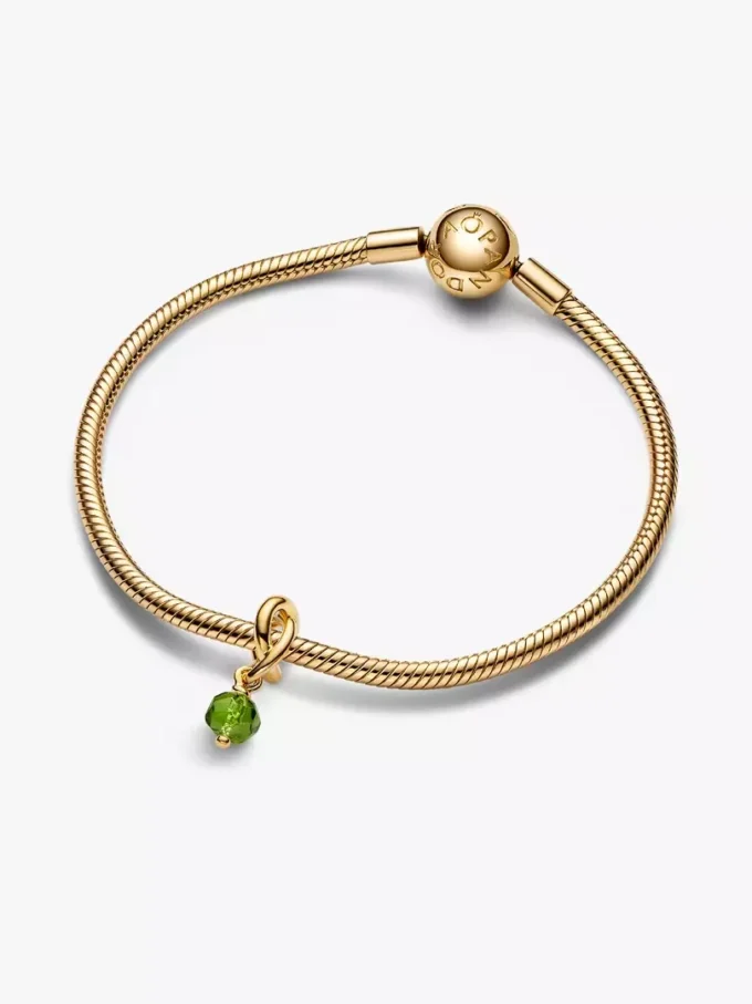 Facettierter, frühlingsgrüner Eternity-Circle-Dangle Charm, 14-karätig vergoldet Facettierter, frühlingsgrüner Eternity-Circle-Dangle Charm, 14-karätig vergoldet