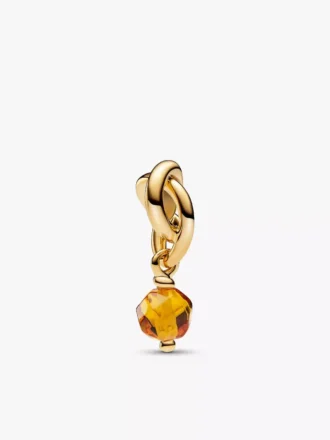 Facettierter „Honey Eternity Circle“-Dangle Charm, 14-karätig vergoldet