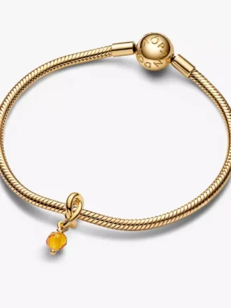 Facettierter „Honey Eternity Circle“-Dangle Charm, 14-karätig vergoldet