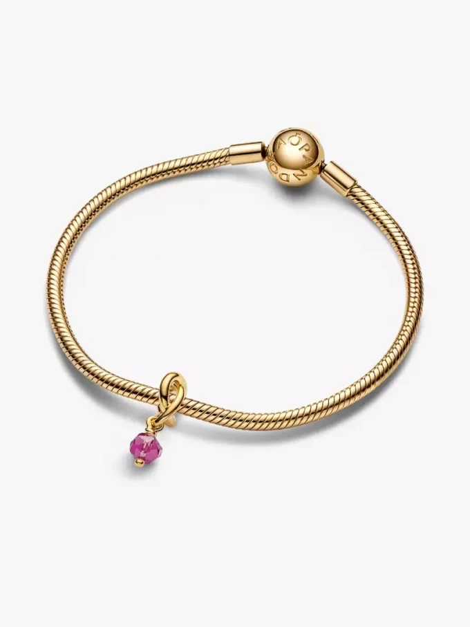 Facettierter rosa Eternity Circle-Dangle Charm, 14-karätig vergoldet Facettierter rosa Eternity Circle-Dangle Charm, 14-karätig vergoldet