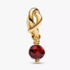 Facettierter roter Eternity-Circle-Dangle Charm, 14-karätig vergoldet