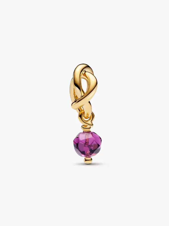 Facettierter, violetter Eternity-Circle-Dangle Charm, 14 Karat vergoldet Facettierter, violetter Eternity-Circle-Dangle Charm, 14 Karat vergoldet