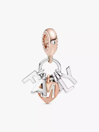 Familienbuchstaben-Dangle Charm aus Sterlingsilber, 14 Karat Roségold-Beschichtung