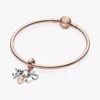 Familienbuchstaben-Dangle Charm aus Sterlingsilber, 14 Karat Roségold-Beschichtung Familienbuchstaben-Dangle Charm aus Sterlingsilber, 14 Karat Roségold-Beschichtung