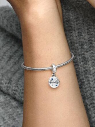 Family Love Double Dangle Charm – Sterlingsilber