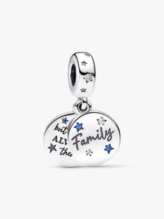 Family Love Double Dangle Charm – Sterlingsilber