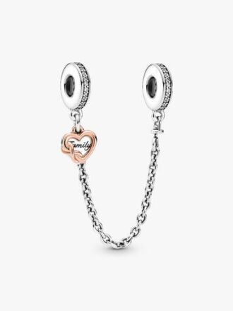 Family Safety Chain Charm – Sterlingsilber, 14 Karat Roségold-Beschichtung