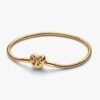 Family Tree Heart Clasp Snake Chain Armband – 14-karätige Vergoldung