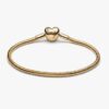 Family Tree Heart Clasp Snake Chain Armband – 14-karätige Vergoldung