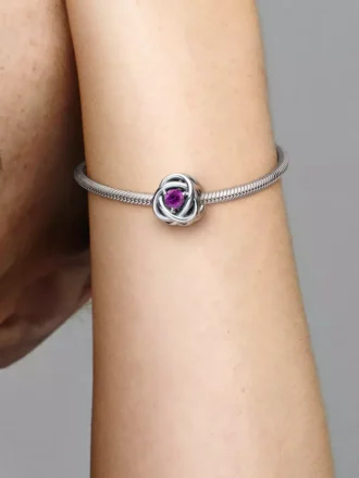 Februar-Charm „Purple Eternity Circle“ aus Sterlingsilber