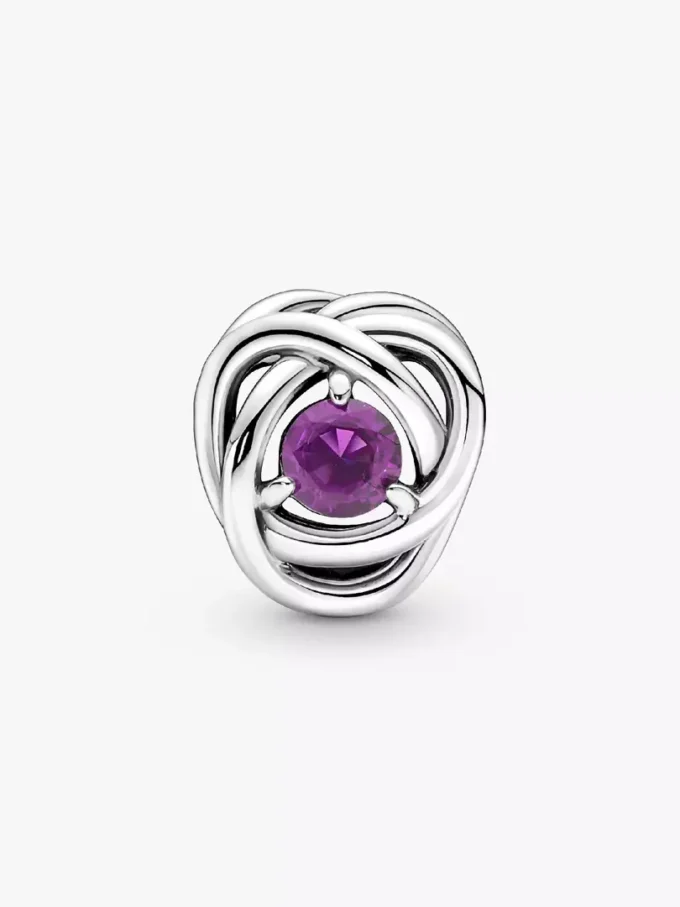 Februar-Charm „Purple Eternity Circle“ aus Sterlingsilber Februar-Charm „Purple Eternity Circle“ aus Sterlingsilber