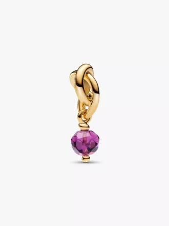 Facettierter, violetter Eternity-Circle-Dangle Charm, 14 Karat vergoldet