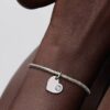 Oktober-Dangle Charm mit rosa Steinherz – Sterlingsilber