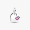 Oktober-Dangle Charm mit rosa Steinherz – Sterlingsilber